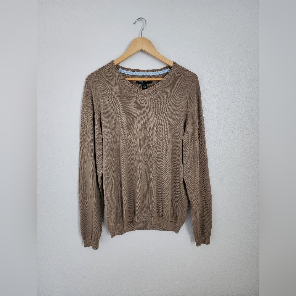 Kenneth Roberts Platinum Men's Medium Silk Blend V-Neck Long Sleeve Sweater